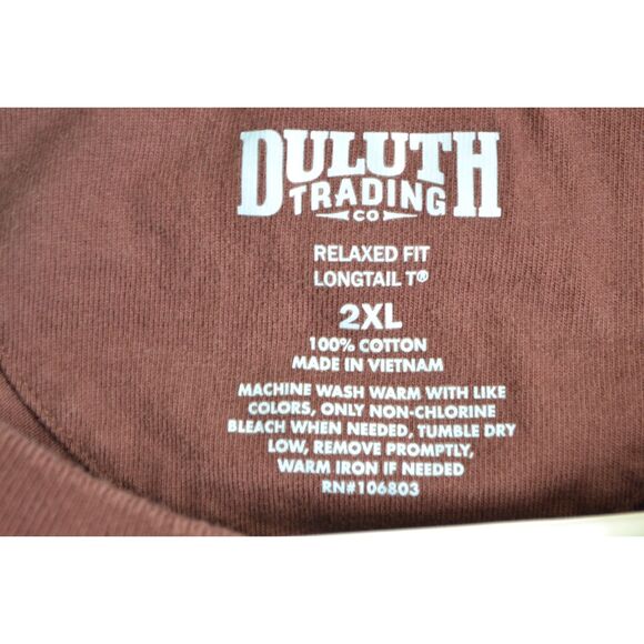 Duluth Trading Co Men's 2XL Relaxed Fit Long Tail Tee Maroon Long Sleeve - Picture 4 of 11